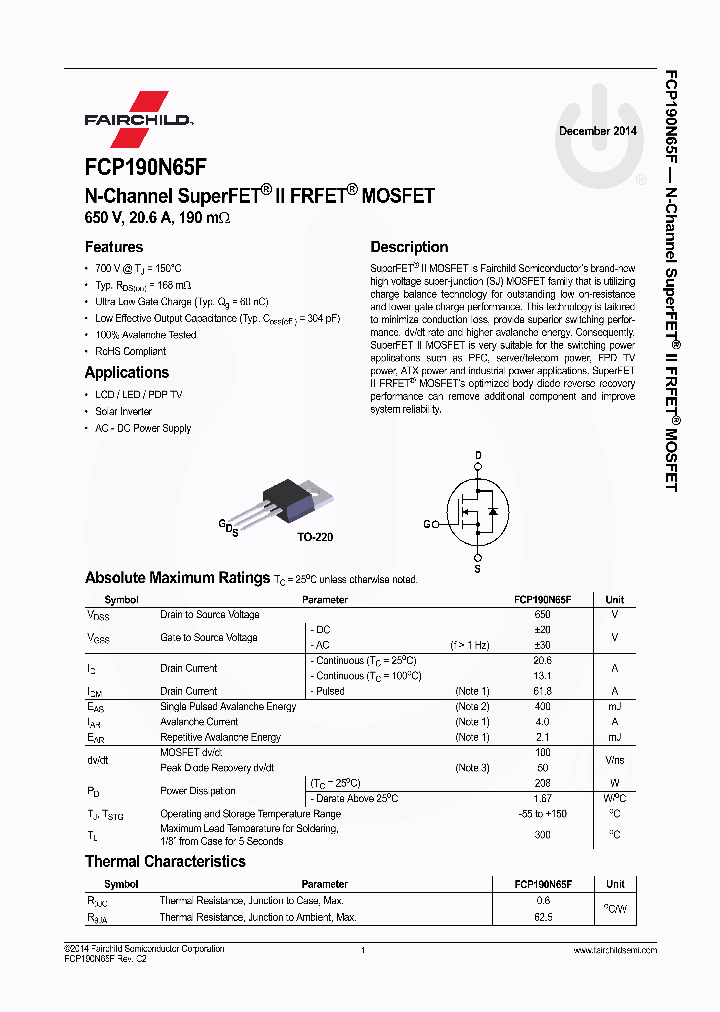 FCP190N65F_9055646.PDF Datasheet