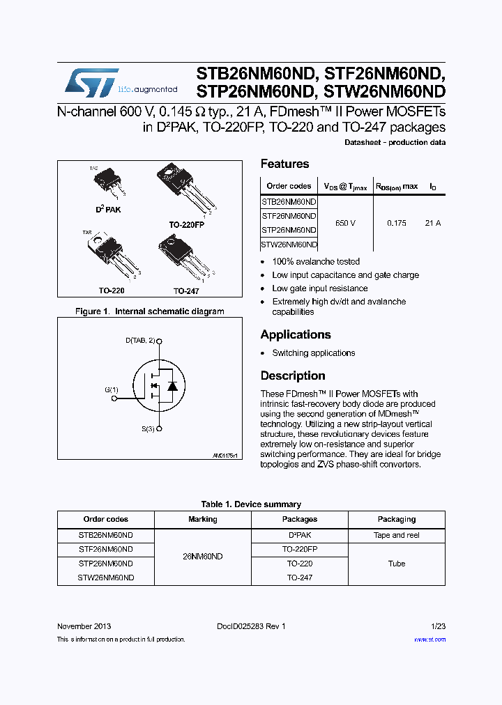 STB26NM60ND_9058378.PDF Datasheet