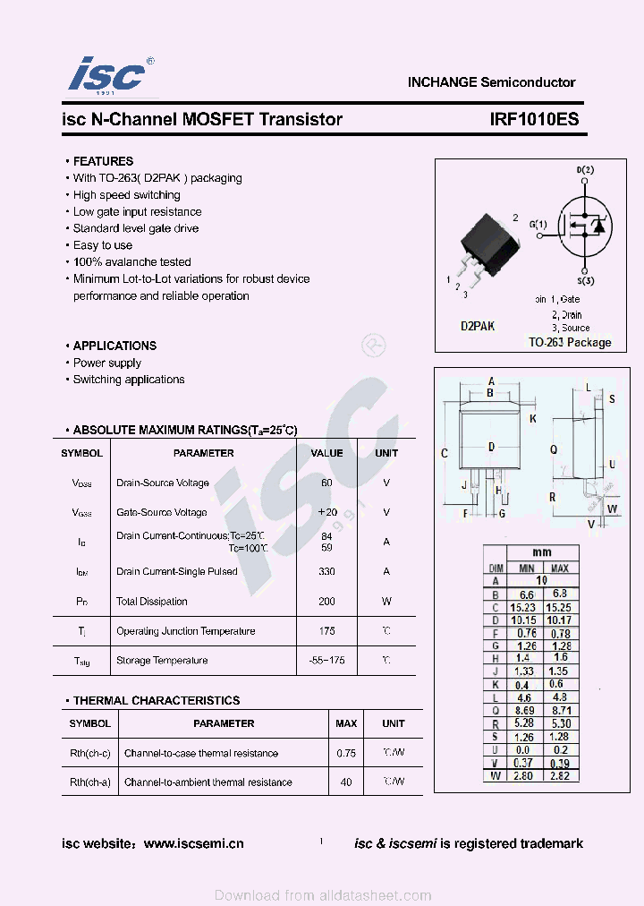 IRF1010ES_9063085.PDF Datasheet