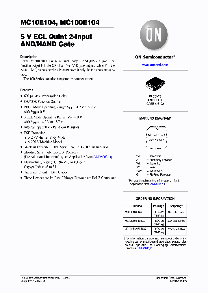 MC10E104_9074675.PDF Datasheet