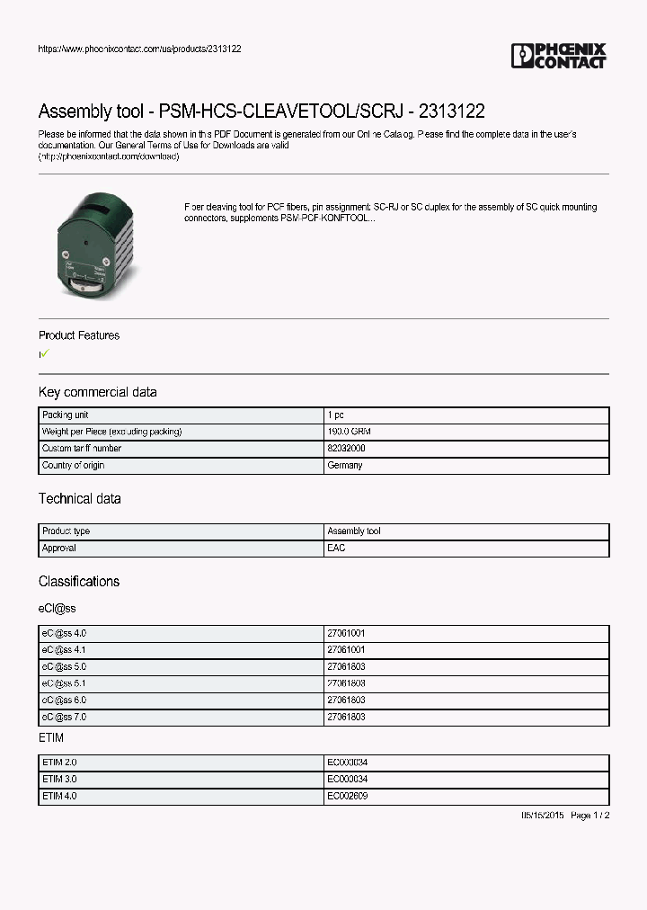 PSM-HCS-CLEAVETOOL_9082833.PDF Datasheet