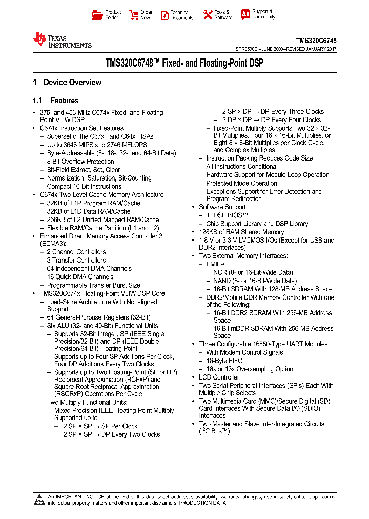 TMS320C6748BZWT3_9086810.PDF Datasheet