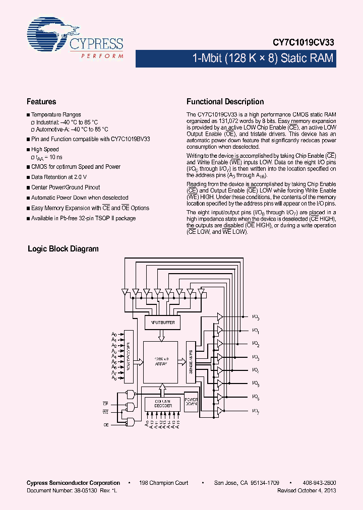 CY7C1019CV33-10ZXA_9105388.PDF Datasheet