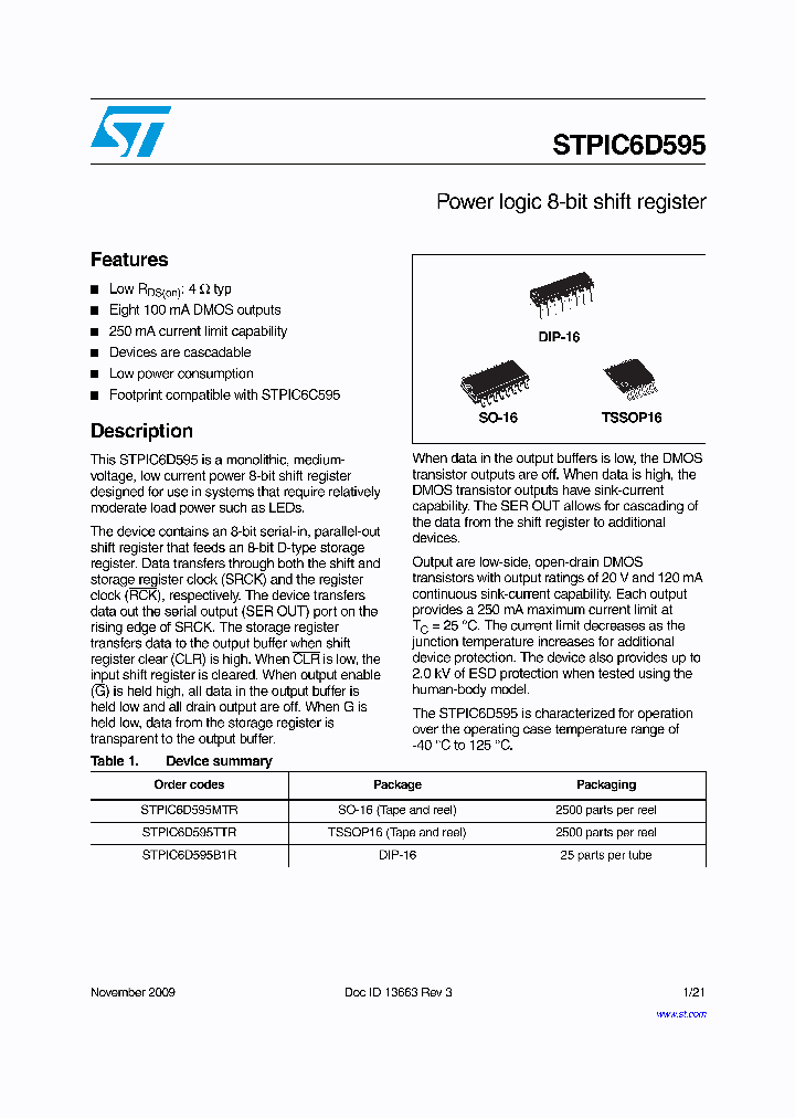 STPIC6D595_9105825.PDF Datasheet