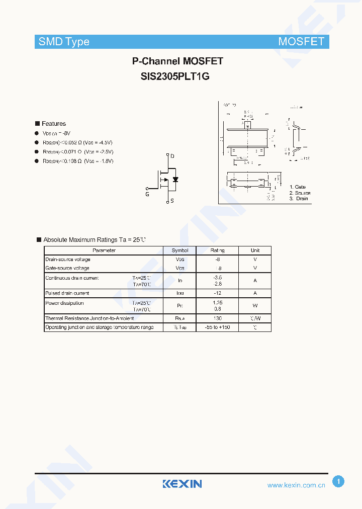 SIS2305PLT1G_9109166.PDF Datasheet