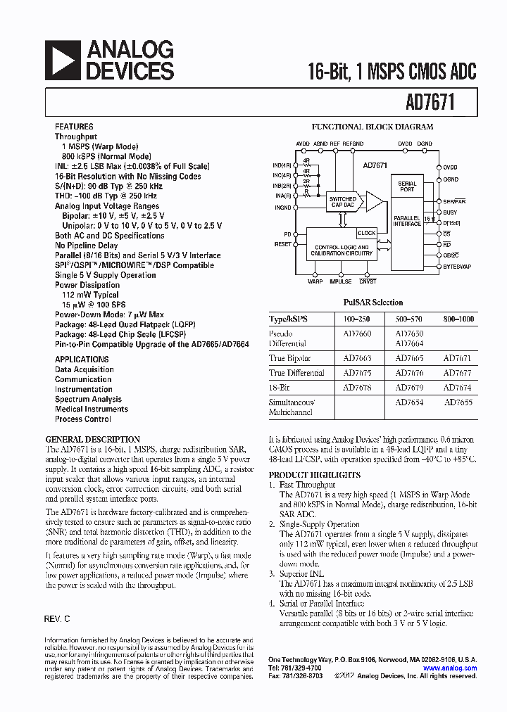 AD7671ACPZRL_9109523.PDF Datasheet