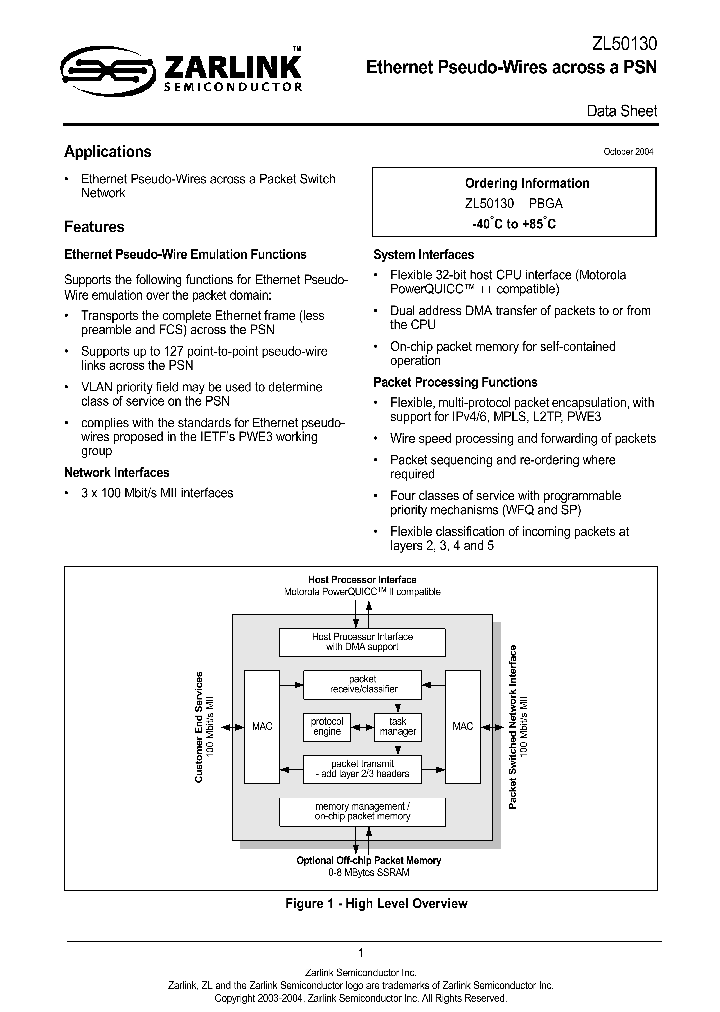 ZL50130PBGA_9111312.PDF Datasheet