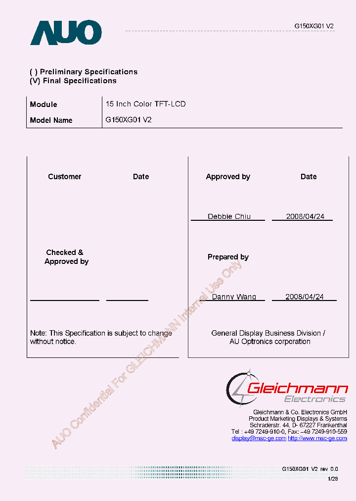 G150XG01V2_9113406.PDF Datasheet