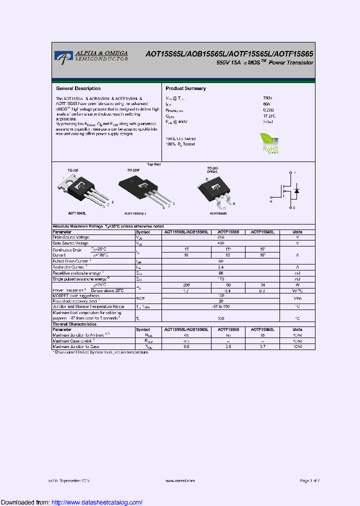 AOB15S65L_9118110.PDF Datasheet